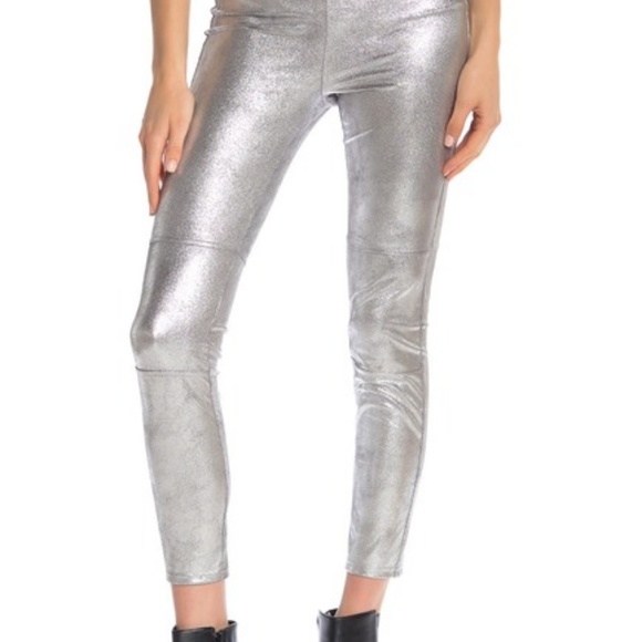 Splendid Metallic Seamed Silver Leggings Pant - Picture 2 of 7